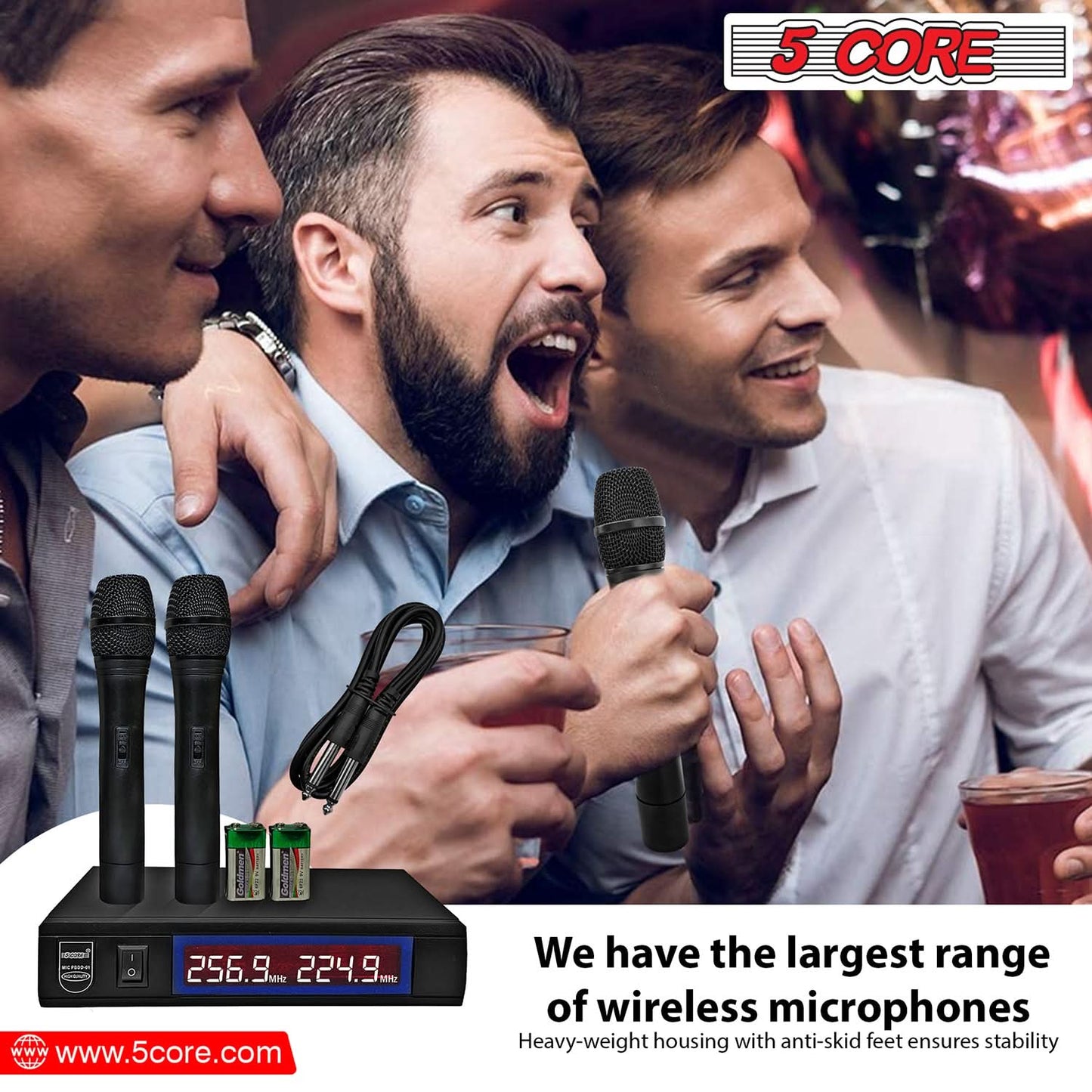 5Core VHF Dual Frequency Wireless Microphone with 100FT Range