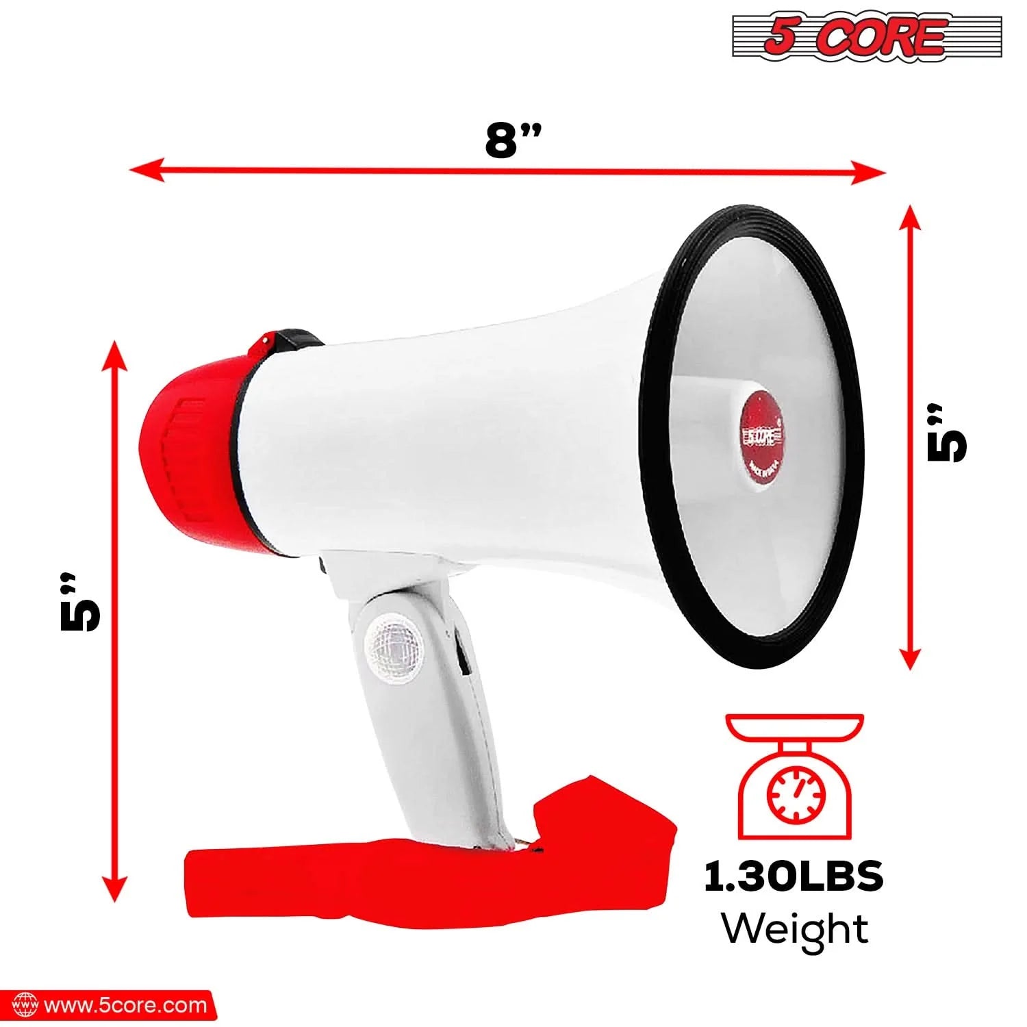 5Core Megaphone Bullhorn Speaker Mini 30W Bull Horn Kids Megafono 800 Feet