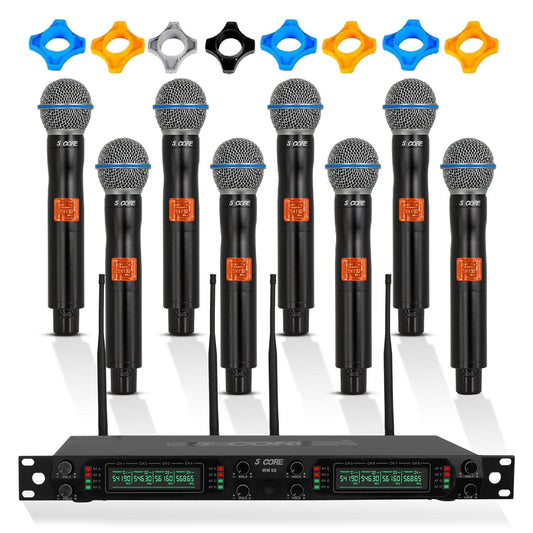 5Core Professional UHF Wireless Microphone System with 8 Channels for Karaoke