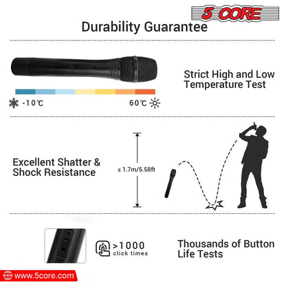 5Core VHF Dual Frequency Wireless Microphone with 100FT Range